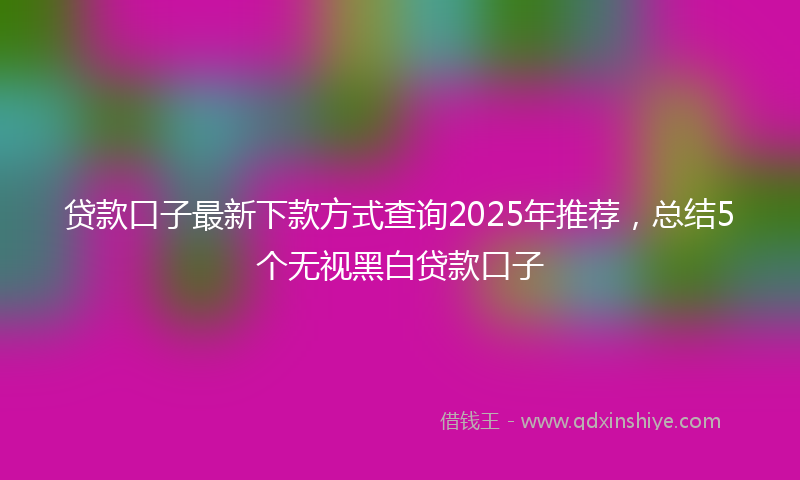 贷款口子最新下款方式查询2025年推荐，总结5个无视黑白贷款口子