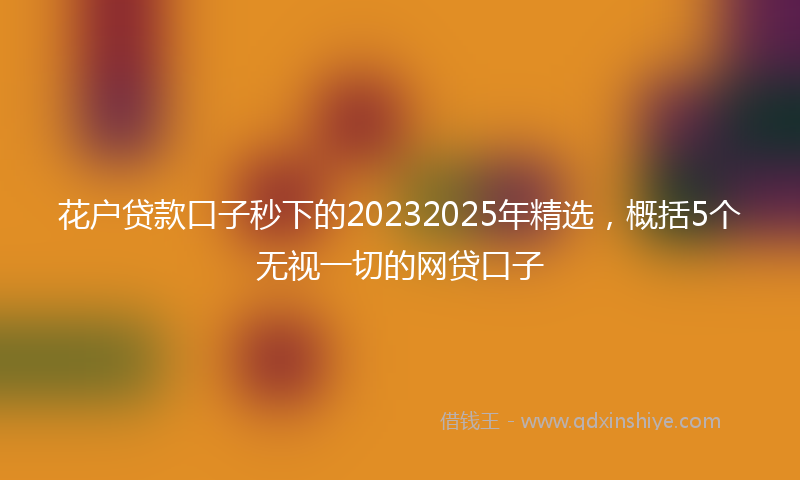 花户贷款口子秒下的20232025年精选，概括5个无视一切的网贷口子