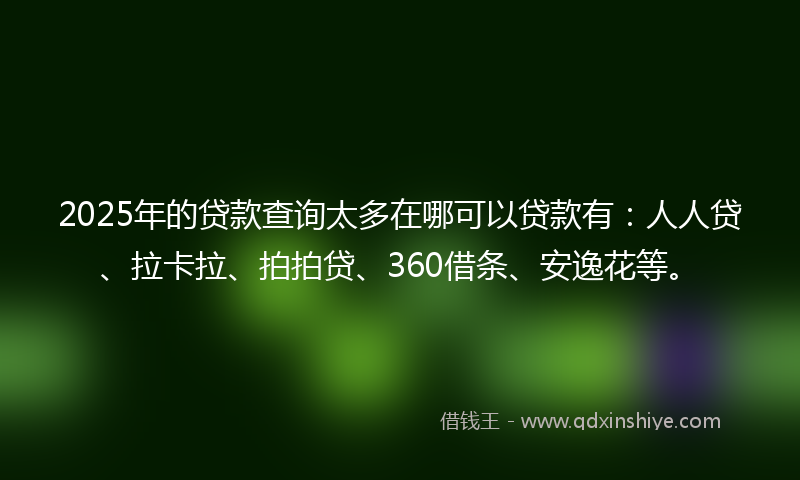 2025年的贷款查询太多在哪可以贷款有：人人贷、拉卡拉、拍拍贷、360借条、安逸花等。