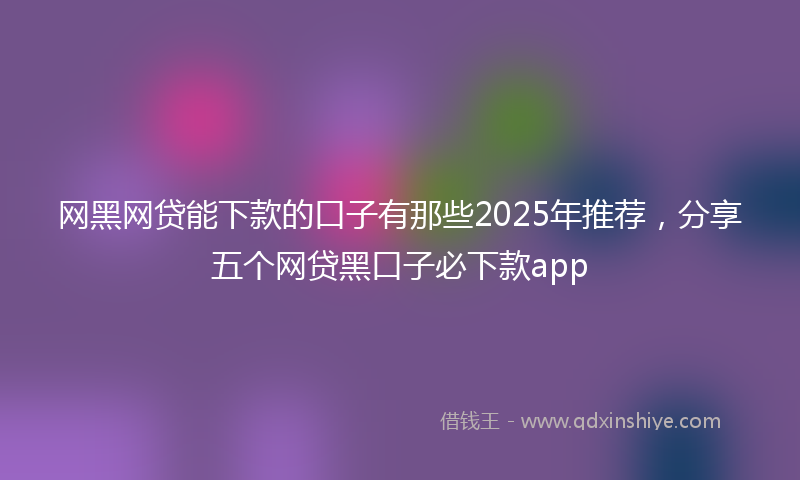 网黑网贷能下款的口子有那些2025年推荐，分享五个网贷黑口子必下款app
