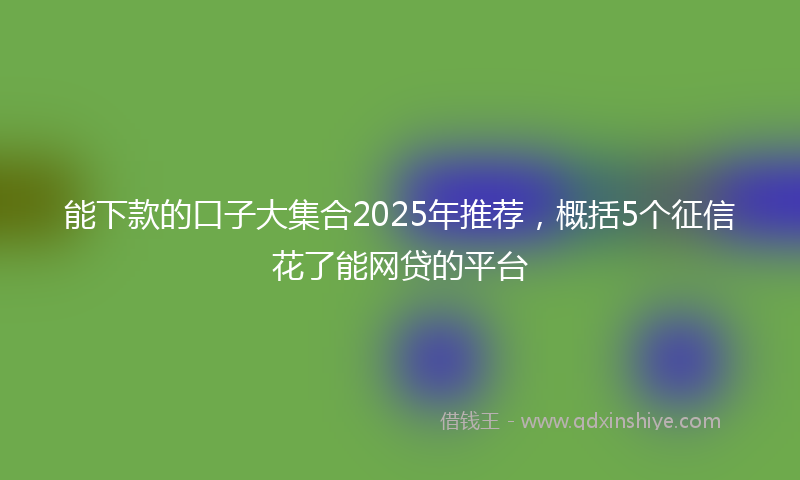 能下款的口子大集合2025年推荐，概括5个征信花了能网贷的平台