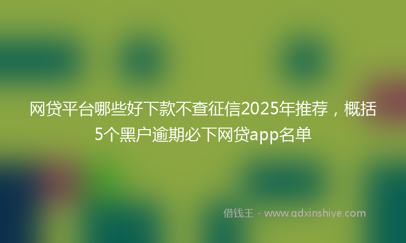 网贷平台哪些好下款不查征信2025年推荐，概括5个黑户逾期必下网贷app名单