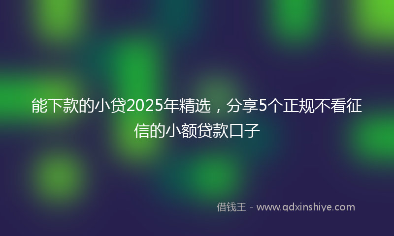 能下款的小贷2025年精选，分享5个正规不看征信的小额贷款口子