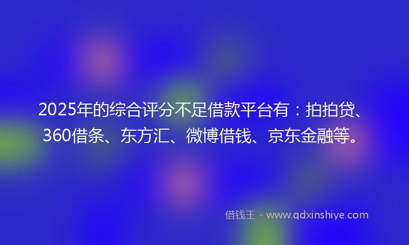 2025年的综合评分不足借款平台有：拍拍贷、360借条、东方汇、微博借钱、京东金融等。