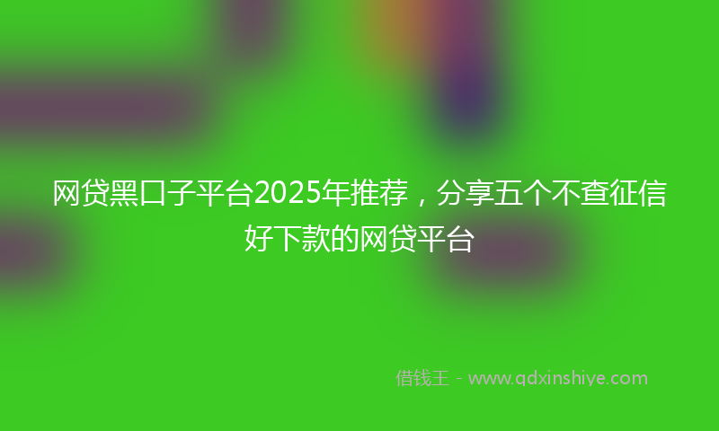 网贷黑口子平台2025年推荐，分享五个不查征信好下款的网贷平台