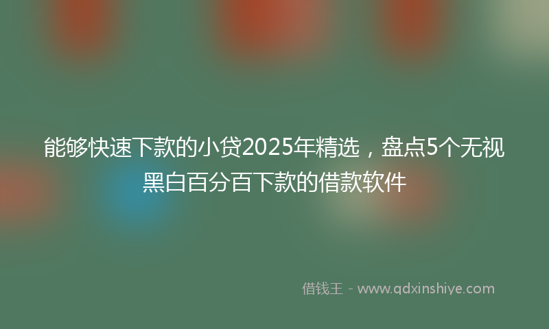 能够快速下款的小贷2025年精选，盘点5个无视黑白百分百下款的借款软件
