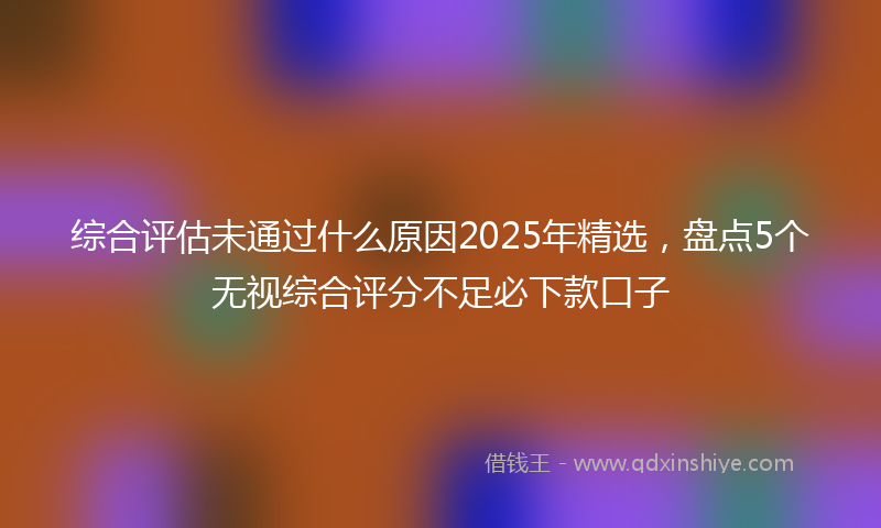综合评估未通过什么原因2025年精选，盘点5个无视综合评分不足必下款口子