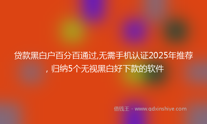 贷款黑白户百分百通过,无需手机认证2025年推荐，归纳5个无视黑白好下款的软件