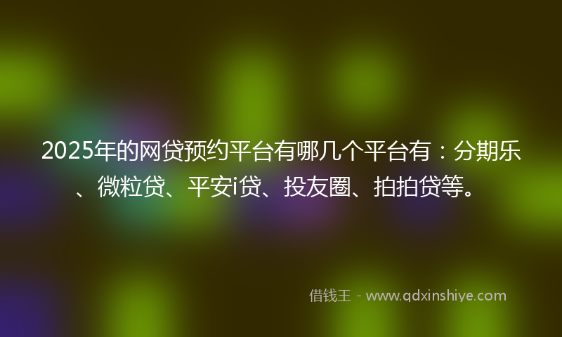 2025年的网贷预约平台有哪几个平台有：分期乐、微粒贷、平安i贷、投友圈、拍拍贷等。