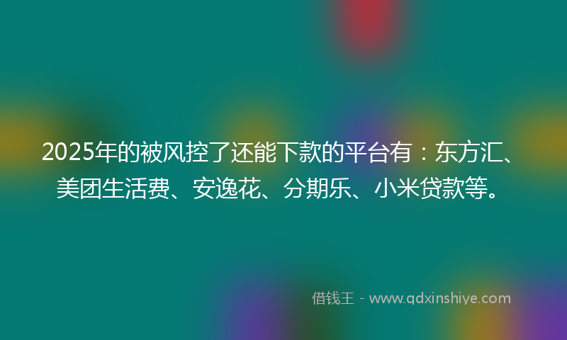 2025年的被风控了还能下款的平台有：东方汇、美团生活费、安逸花、分期乐、小米贷款等。