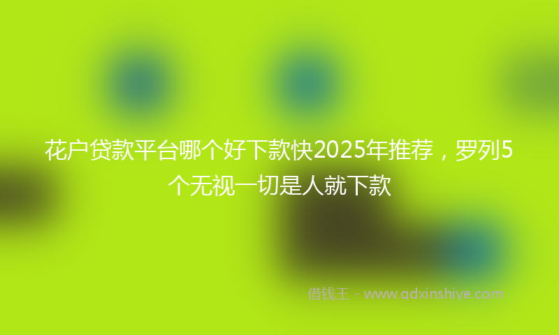 花户贷款平台哪个好下款快2025年推荐，罗列5个无视一切是人就下款