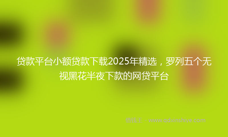 贷款平台小额贷款下载2025年精选，罗列五个无视黑花半夜下款的网贷平台