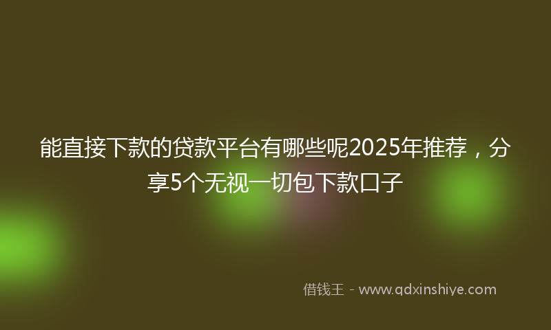 能直接下款的贷款平台有哪些呢2025年推荐，分享5个无视一切包下款口子