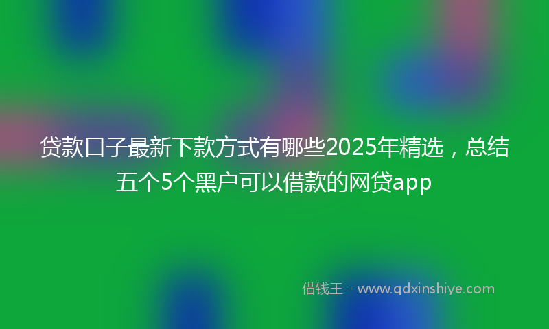 贷款口子最新下款方式有哪些2025年精选，总结五个5个黑户可以借款的网贷app