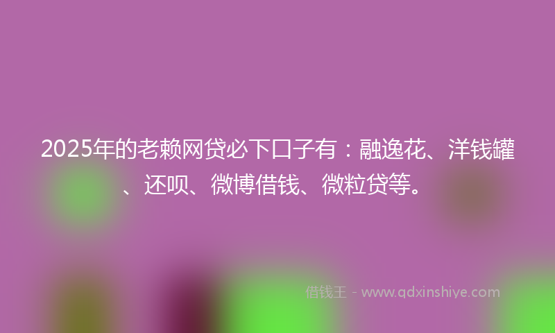2025年的老赖网贷必下口子有：融逸花、洋钱罐、还呗、微博借钱、微粒贷等。