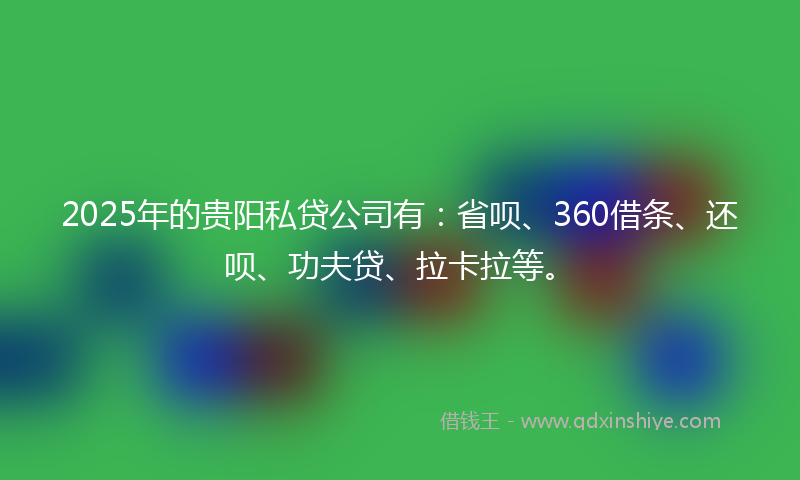 2025年的贵阳私贷公司有：省呗、360借条、还呗、功夫贷、拉卡拉等。
