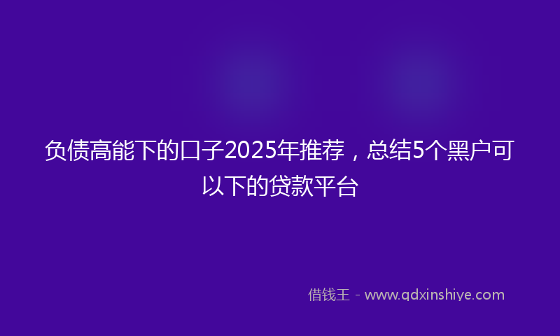 负债高能下的口子2025年推荐，总结5个黑户可以下的贷款平台