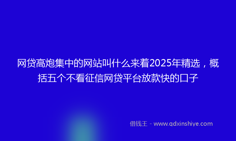 网贷高炮集中的网站叫什么来着2025年精选，概括五个不看征信网贷平台放款快的口子