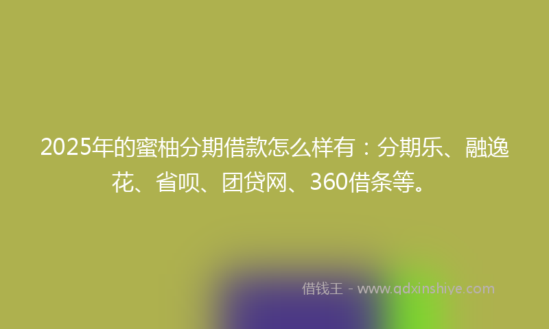 2025年的蜜柚分期借款怎么样有：分期乐、融逸花、省呗、团贷网、360借条等。