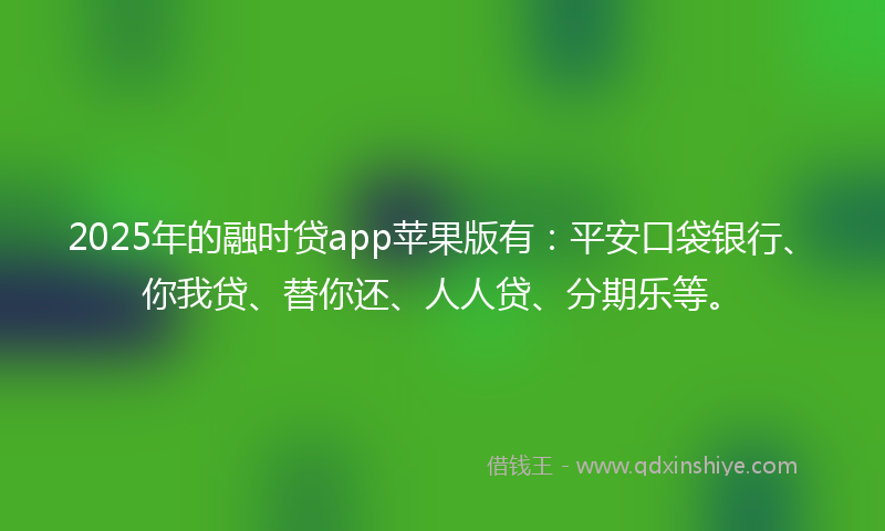 2025年的融时贷app苹果版有：平安口袋银行、你我贷、替你还、人人贷、分期乐等。