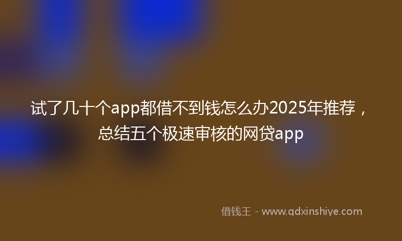 试了几十个app都借不到钱怎么办2025年推荐，总结五个极速审核的网贷app