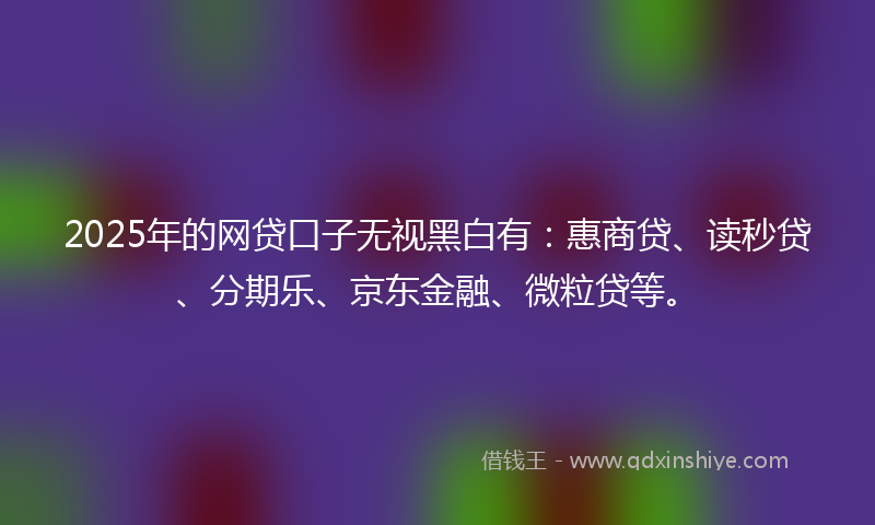 2025年的网贷口子无视黑白有：惠商贷、读秒贷、分期乐、京东金融、微粒贷等。