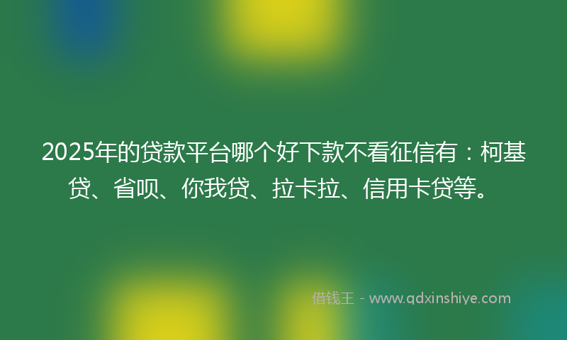 2025年的贷款平台哪个好下款不看征信有：柯基贷、省呗、你我贷、拉卡拉、信用卡贷等。