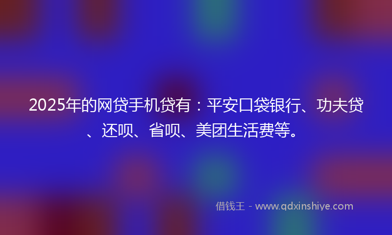 2025年的网贷手机贷有：平安口袋银行、功夫贷、还呗、省呗、美团生活费等。
