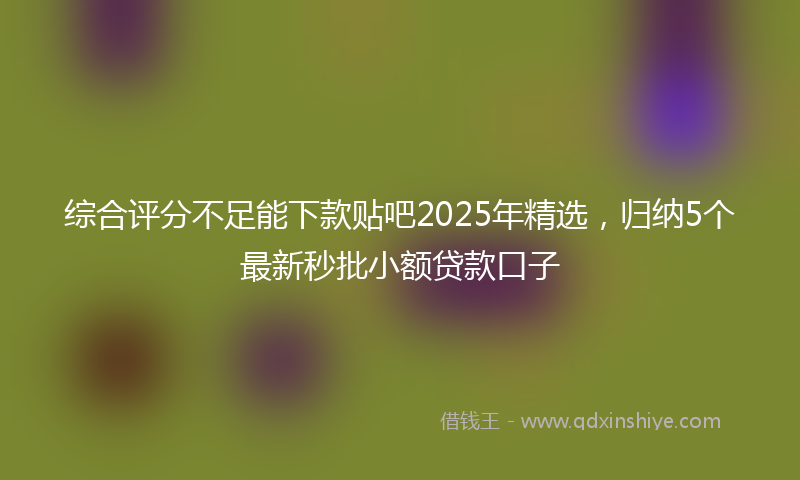 综合评分不足能下款贴吧2025年精选，归纳5个最新秒批小额贷款口子
