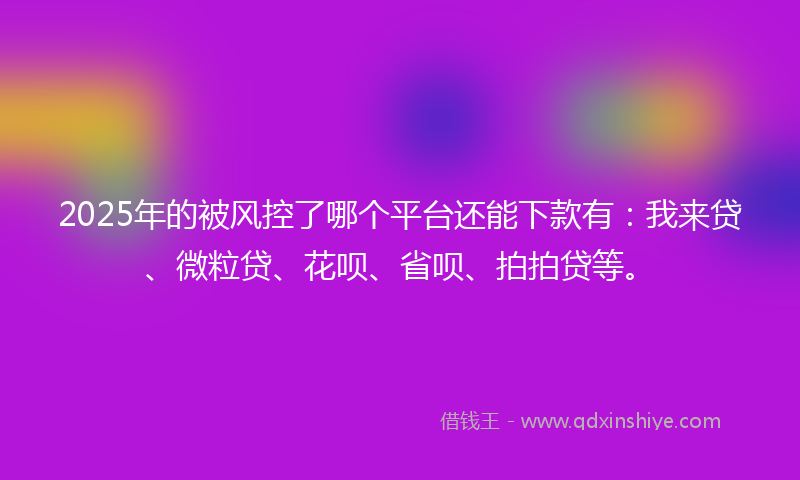 2025年的被风控了哪个平台还能下款有：我来贷、微粒贷、花呗、省呗、拍拍贷等。