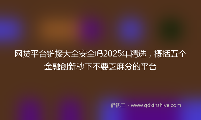 网贷平台链接大全安全吗2025年精选，概括五个金融创新秒下不要芝麻分的平台