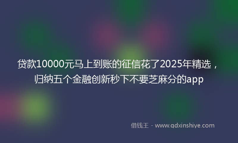 贷款10000元马上到账的征信花了2025年精选，归纳五个金融创新秒下不要芝麻分的app