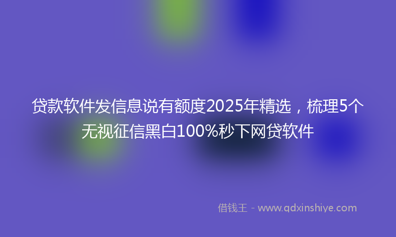 贷款软件发信息说有额度2025年精选，梳理5个无视征信黑白100%秒下网贷软件