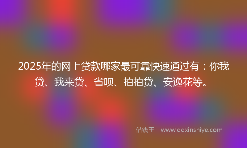 2025年的网上贷款哪家最可靠快速通过有：你我贷、我来贷、省呗、拍拍贷、安逸花等。