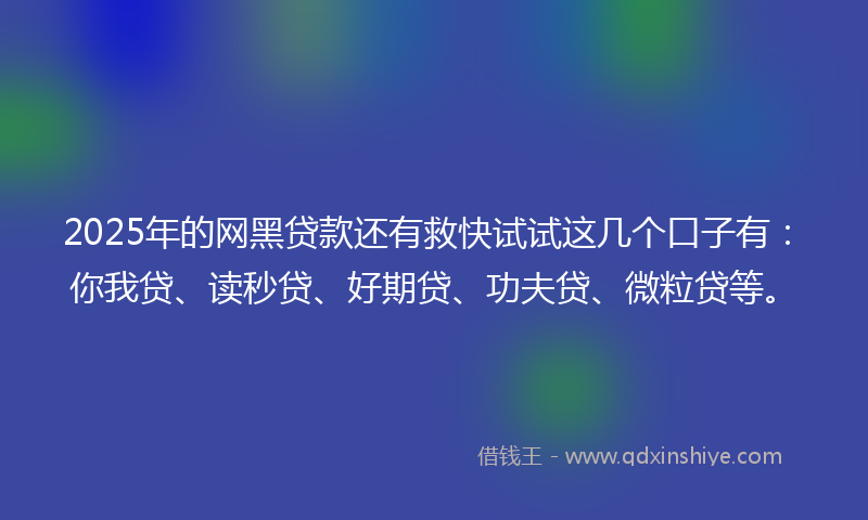 2025年的网黑贷款还有救快试试这几个口子有：你我贷、读秒贷、好期贷、功夫贷、微粒贷等。
