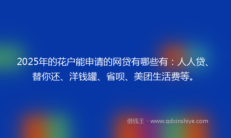 2025年的花户能申请的网贷有哪些有：人人贷、替你还、洋钱罐、省呗、美团生活费等。