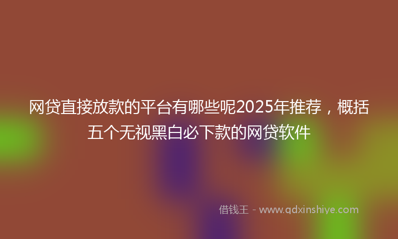 网贷直接放款的平台有哪些呢2025年推荐，概括五个无视黑白必下款的网贷软件