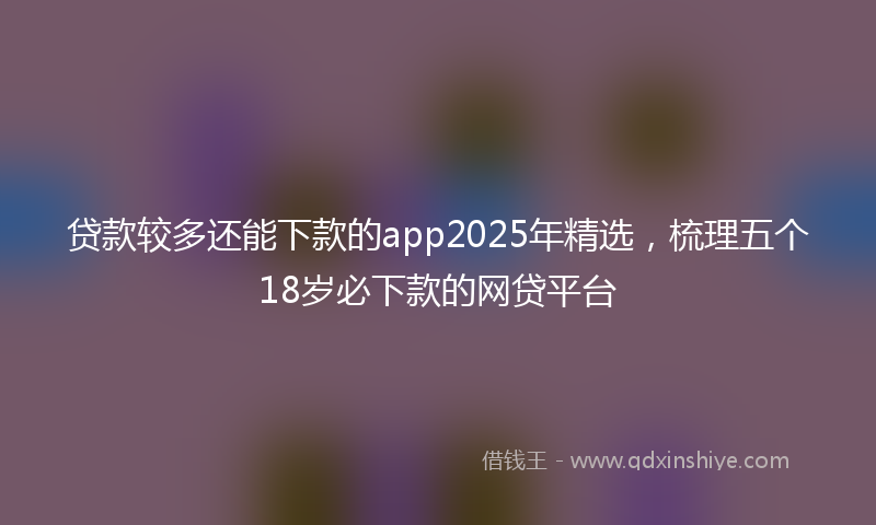 贷款较多还能下款的app2025年精选，梳理五个18岁必下款的网贷平台