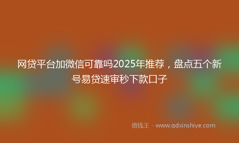 网贷平台加微信可靠吗2025年推荐，盘点五个新号易贷速审秒下款口子