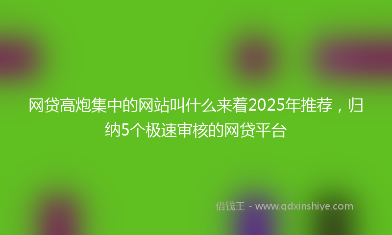 网贷高炮集中的网站叫什么来着2025年推荐，归纳5个极速审核的网贷平台