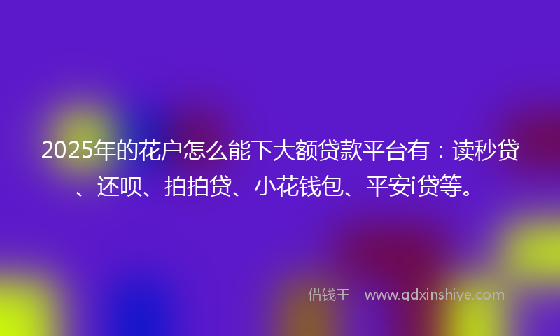 2025年的花户怎么能下大额贷款平台有：读秒贷、还呗、拍拍贷、小花钱包、平安i贷等。