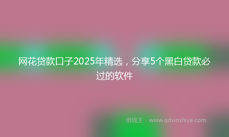 网花贷款口子2025年精选，分享5个黑白贷款必过的软件
