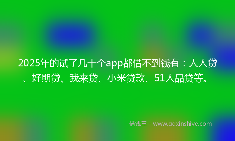 2025年的试了几十个app都借不到钱有：人人贷、好期贷、我来贷、小米贷款、51人品贷等。