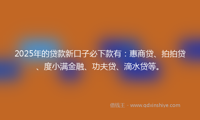2025年的贷款新口子必下款有：惠商贷、拍拍贷、度小满金融、功夫贷、滴水贷等。