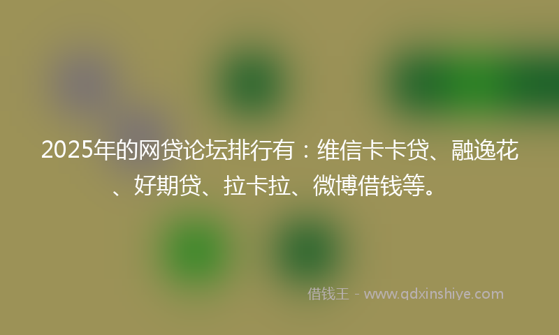 2025年的网贷论坛排行有：维信卡卡贷、融逸花、好期贷、拉卡拉、微博借钱等。