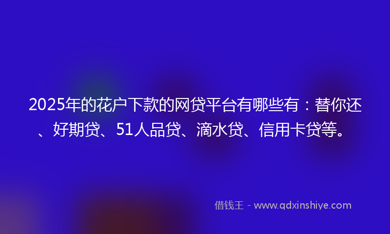 2025年的花户下款的网贷平台有哪些有：替你还、好期贷、51人品贷、滴水贷、信用卡贷等。