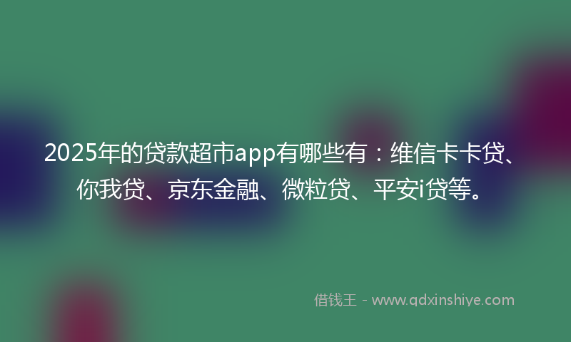 2025年的贷款超市app有哪些有：维信卡卡贷、你我贷、京东金融、微粒贷、平安i贷等。