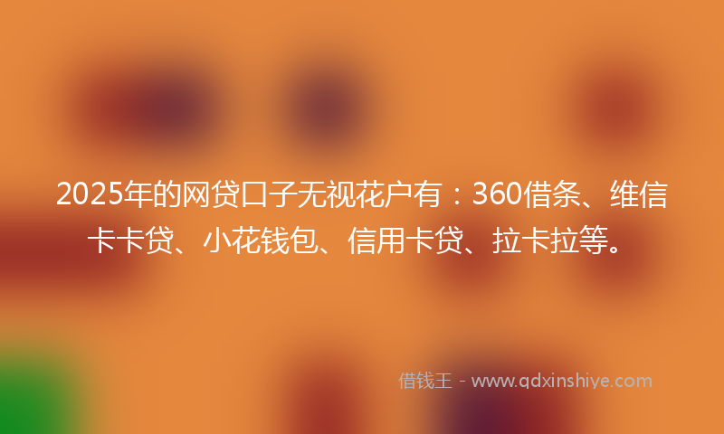 2025年的网贷口子无视花户有：360借条、维信卡卡贷、小花钱包、信用卡贷、拉卡拉等。