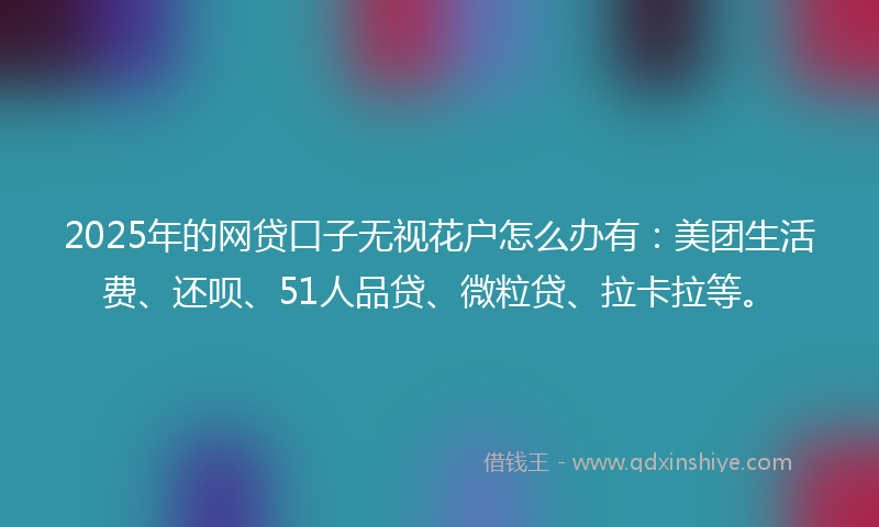 2025年的网贷口子无视花户怎么办有：美团生活费、还呗、51人品贷、微粒贷、拉卡拉等。