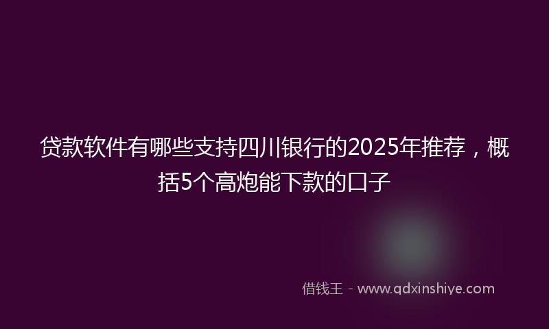 贷款软件有哪些支持四川银行的2025年推荐，概括5个高炮能下款的口子